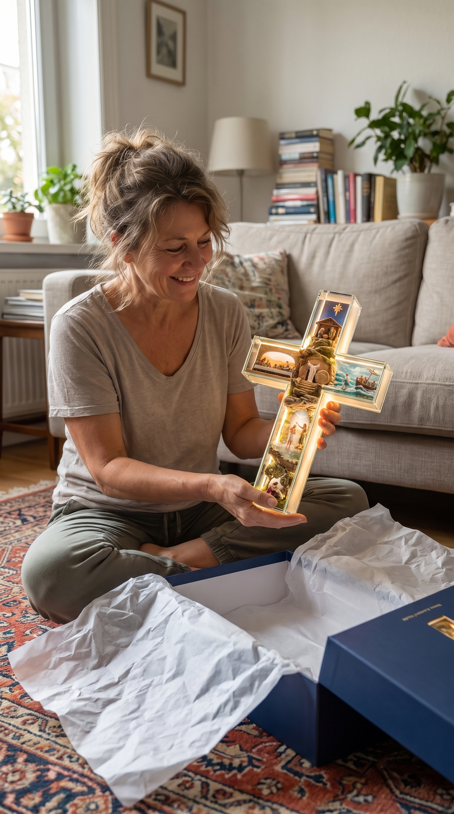 Unboxing the glowing cross from its gift box